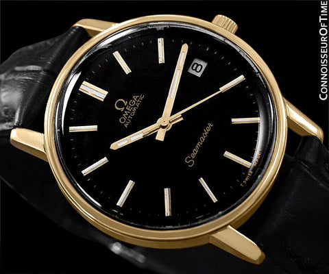 1979 Omega Vintage Seamaster Mens Watch, Automatic, Date - 18K Gold Plated & Stainless Steel