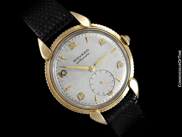 1951 Movado "Futuramic" Vintage Mens Watch, Thin Automatic - 14K Gold with Coin Edge Bezel