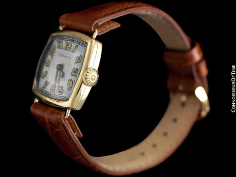 1918 Tiffany & Co. by Longines Mens Midsize Unisex Art Deco Wristwatch - 18K Gold