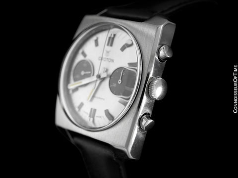1960's Croton Swiss Vintage Mens Retro "Panda Dial" Chronograph Watch - Stainless Steel