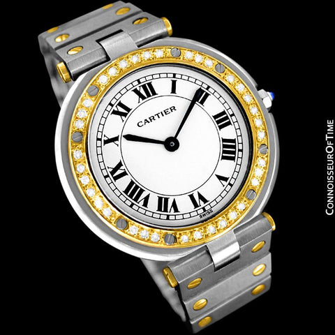 Cartier Santos Vendome Mens Midsize Watch - Stainless Steel, 18K Gold & Diamonds
