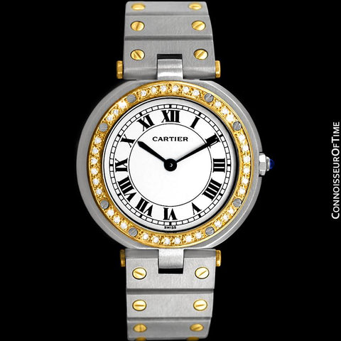 Cartier Santos Vendome Mens Midsize Watch - Stainless Steel, 18K Gold & Diamonds