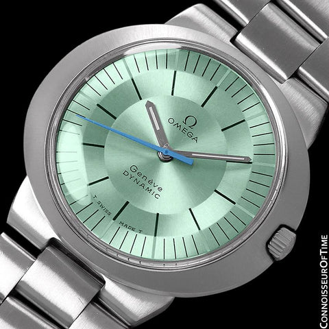 1960's Omega Dynamic Vintage Mens Watch with Tiffany Blue/Seafoam Dial - Stainless Steel