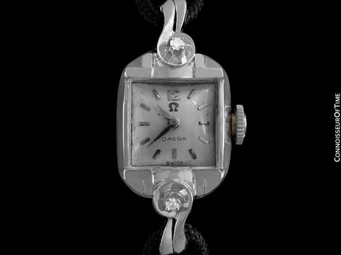 1956 Omega Vintage Ladies Watch - 14K White Gold & Diamonds