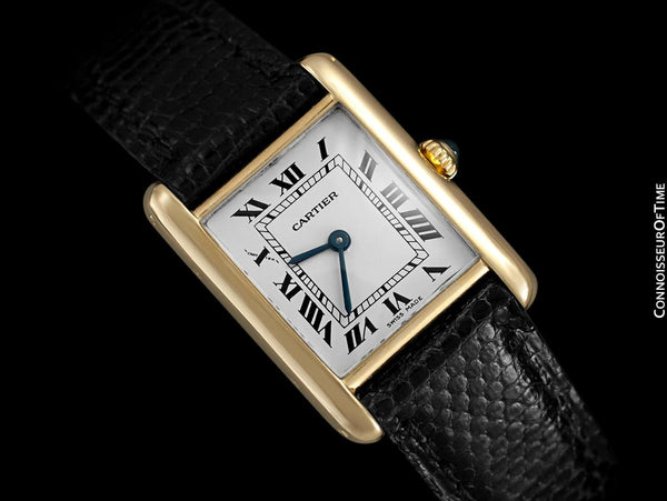 Cartier Tank Louis Vintage Mens Mechanical Solid 18K Gold Watch - Card and  Pouch