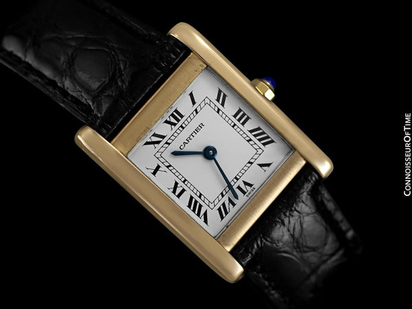 Cartier Tank Mens Midsize Quartz Watch, Francaise Style - 18K Gold