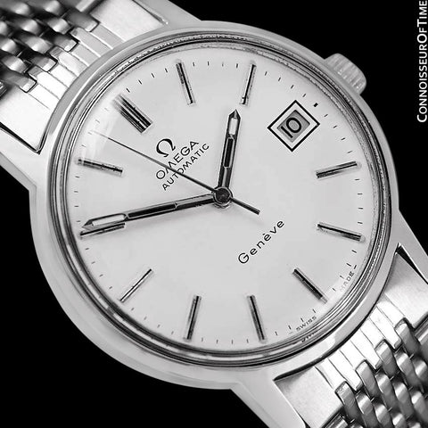 1974 Omega Geneve Vintage Mens Automatic Watch with Quick-Setting Date - Stainless Steel