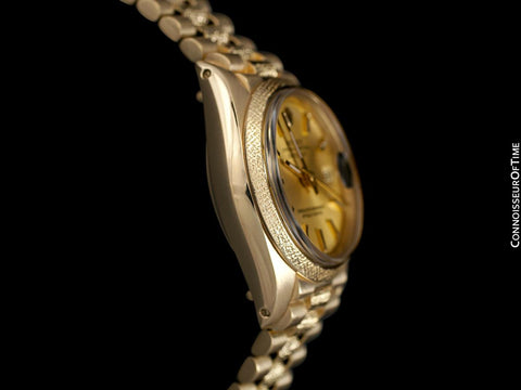 Rolex President Datejust Ladies Bark Finish Champagne Dial Watch, Ref. 6901 - 18K Gold