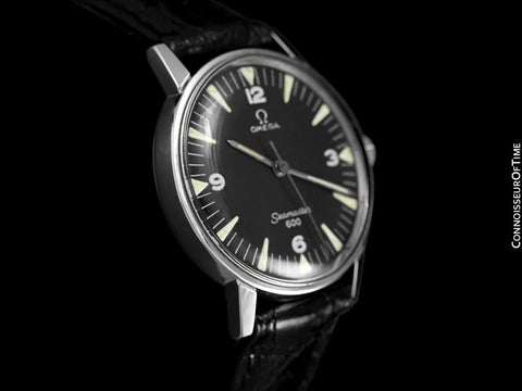 1967 Omega Seamaster 600 Vintage Mens Handwound Watch with Military Style Dial - Stainless Steel