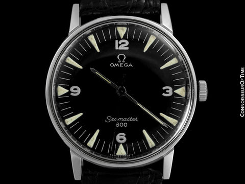 1967 Omega Seamaster 600 Vintage Mens Handwound Watch with Military Style Dial - Stainless Steel