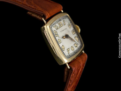 1918 Tiffany & Co. by Longines Mens Midsize Unisex Art Deco Wristwatch - 18K Gold
