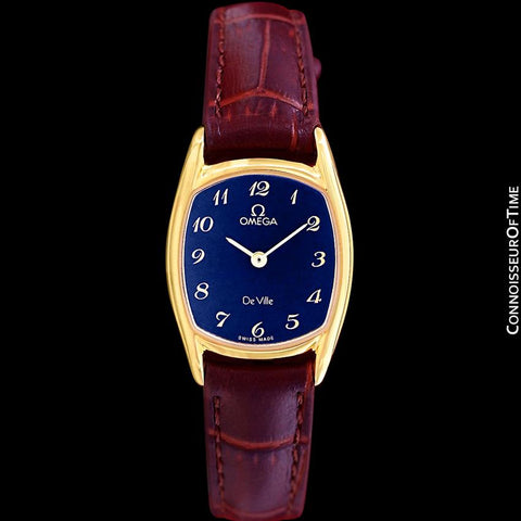 1980's Omega De Ville Vintage Ladies Dress Quartz Watch - 18K Gold Plated & Stainless Steel