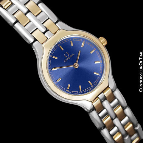 Omega Symbol Ladies Two-Tone Dress Watch - Stainless Steel & Solid 18K Gold
