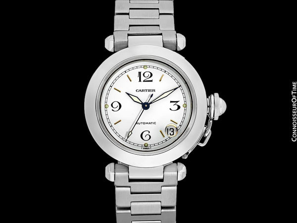 Cartier Pasha C 35MM Mens Midsize Unisex Watch, Automatic, Date - Stainless Steel - W31015M7