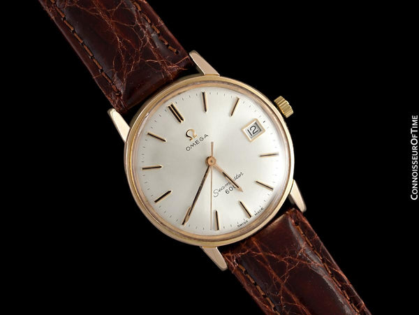 1966 Omega Seamaster 600 Vintage Mens Handwound Watch - 18K Rose Gold Plated & Stainless Steel