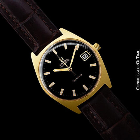 1970 Omega Geneve Vintage Mens Cal. 563 Automatic Watch with Quick-Setting Date - 18K Gold Plated & Stainless Steel