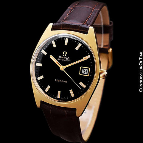 1970 Omega Geneve Vintage Mens Cal. 563 Automatic Watch with Quick-Setting Date - 18K Gold Plated & Stainless Steel