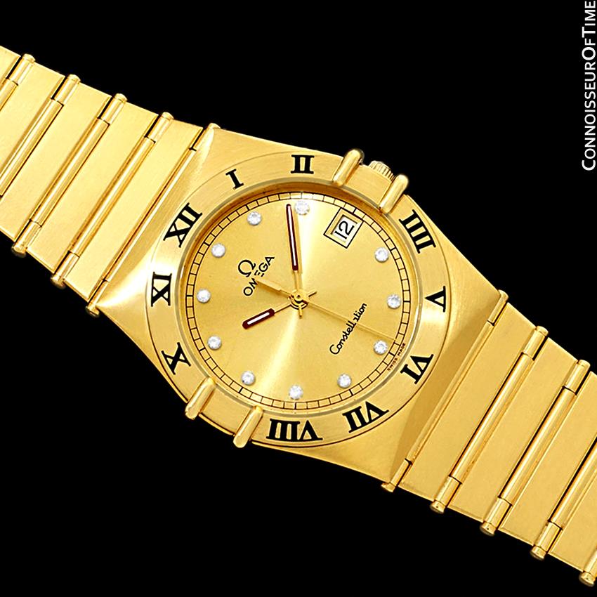 Omega Constellation Mens 35mm, Quartz, Date - 18K Gold Plated & Diamonds