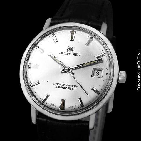 1960's Bucherer (Carl F. Bucherer) Vintage Mens Officially Certified Chronometer Watch - Stainless Steel