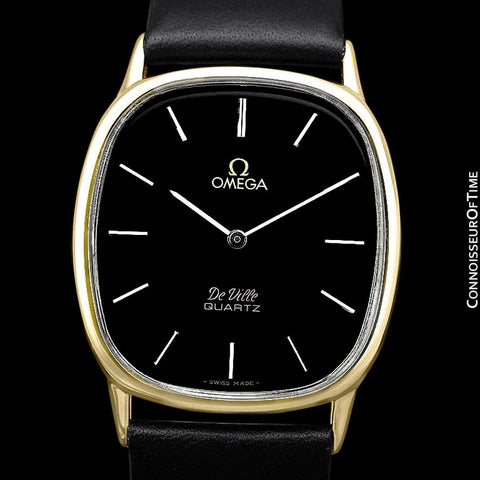 Omega De Ville Mens Midsize Accuset Thin Dress Watch - 18K Gold Plated and Stainless Steel