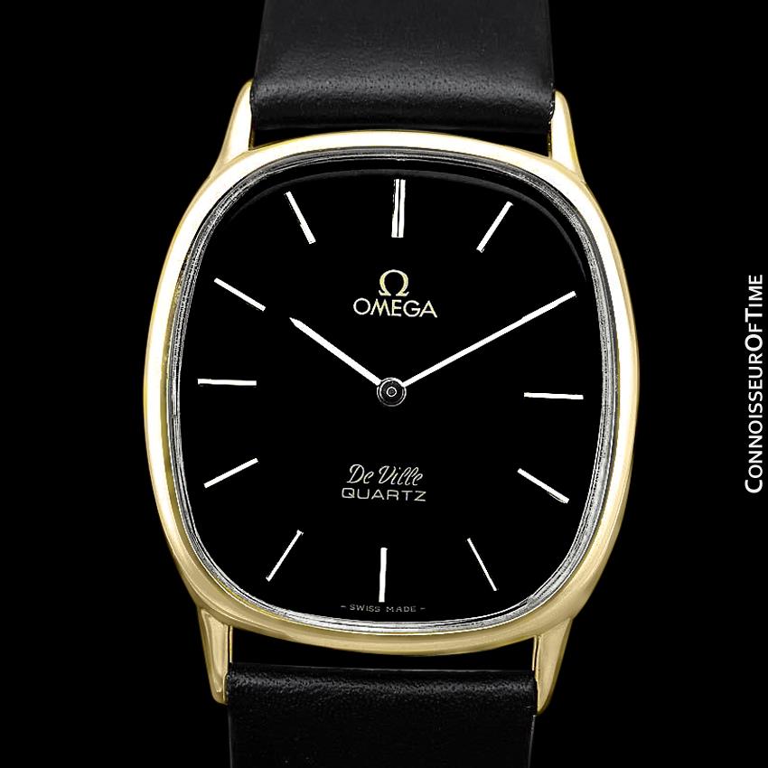 Omega De Ville Mens Midsize Accuset Thin Dress Watch - 18K Gold Plated and Stainless Steel Omega De Ville Mens Midsize Accuset Thin Dress Watch - 18K Gold Plated and Stainless Steel
