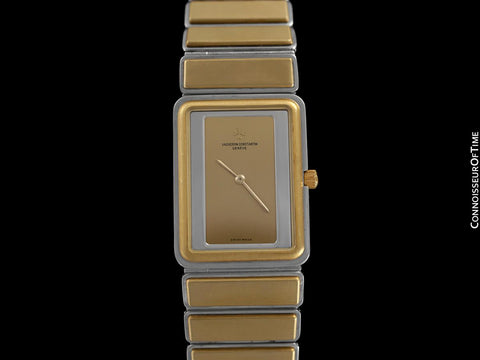 1980's Vacheron & Constantin Harmony Vintage "Modern" Mens Two-Tone Watch with Bracelet - Solid 18K Gold & Stainless Steel
