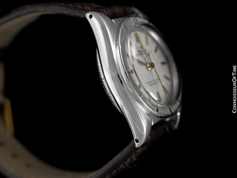 1951 Rolex Vintage Mens Oyster Perpetual Bubbleback Watch, Ref. 6015 - Stainless Steel