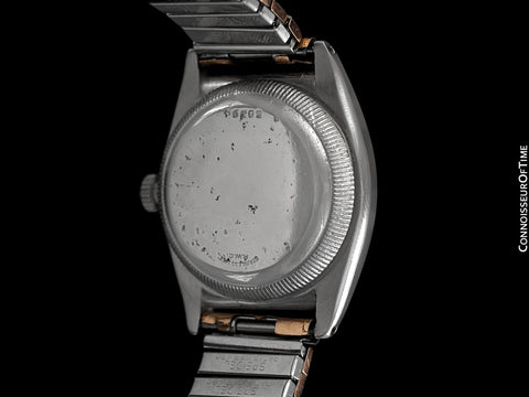 1938 Rolex Vintage Mens Oyster Perpetual Bubbleback Watch, Ref. 3132 - Stainless Steel & 18K Rose Gold