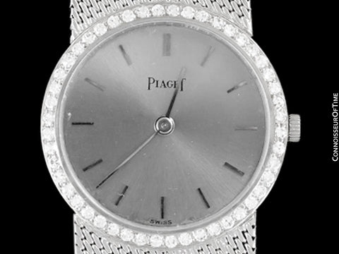 Piaget Ladies Vintage Ultra Thin 9P2 Handwound Dress Watch - 18K White Gold & Factory Piaget Diamonds