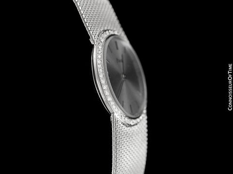 Piaget Ladies Vintage Ultra Thin 9P2 Handwound Dress Watch - 18K White Gold & Factory Piaget Diamonds