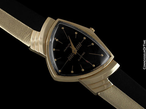 1950's Hamilton Electric Ventura "505" Model Vintage Mens Assymetric Wristwatch - 14K Gold