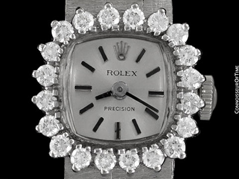 1960's Rolex Vintage Ladies Dress Bracelet Watch - 14K White Gold & Diamonds