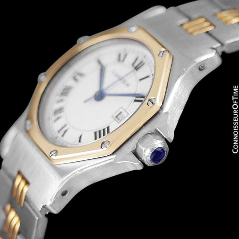 Cartier Santos Octagon Godron Mens Midsize Watch, Automatic - Stainless Steel and 18K Gold