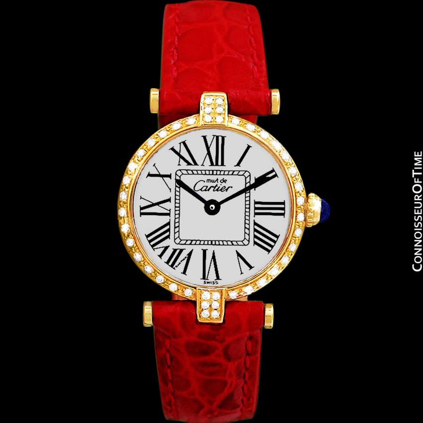 Cartier Quartz Must de Argent Plaque Oro Vendrome 24mm W Box