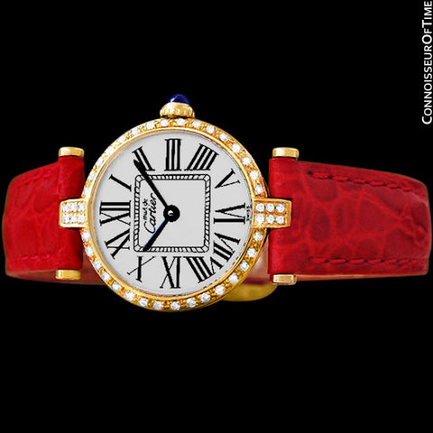 Must De Cartier Vendome Ladies Vermeil Watch - 18K Gold Over Sterling Silver with Diamonds