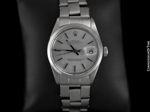 1972 Rolex Date (Datejust) Vintage Mens with Silver Dial Monochrome Design - Stainless Steel