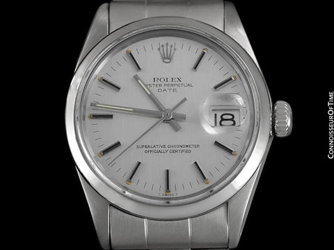 1972 Rolex Date (Datejust) Vintage Mens with Silver Dial Monochrome Design - Stainless Steel