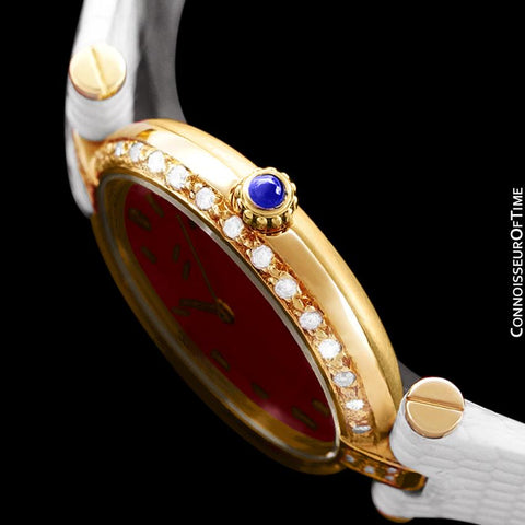 Must De Cartier Vendome Ladies Vermeil Wine Dial Watch - 18K Gold Over Sterling Silver with Diamonds