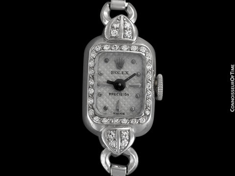 1940's Rolex Ladies Vintage Cocktail Watch - 18K White Gold and Diamonds