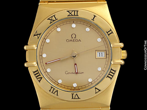 Omega Constellation Mens 35mm, Quartz, Date - 18K Gold Plated & Diamonds