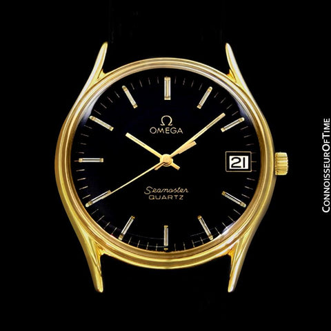 1982 Omega Seamaster Classic Accuset Vintage Mens Quartz Watch - 18K Gold Plated and Stainless Steel