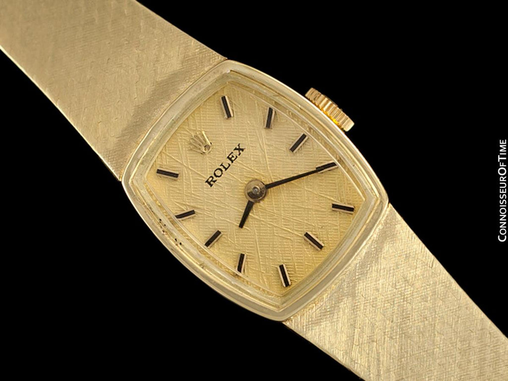 1970's Rolex Ladies Vintage Dress Bracelet Watch 14K Gold