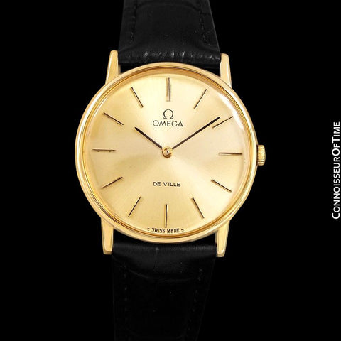 1980 Omega De Ville Vintage Mens Handwound Ultra Thin Dress Watch - 18K Gold Plated and Stainless Steel
