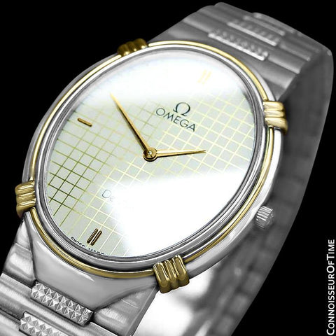 1986 Omega De Ville Vintage Mens Dress Watch - Stainless Steel & 18K Gold