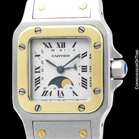Cartier Santos Galbee Ladies Two-Tone Moon Phase Watch - Stainless Steel and 18K Gold