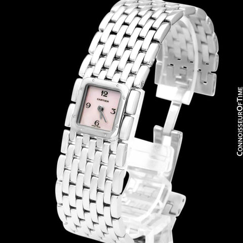 Cartier Ruban Ladies Quartz Bracelet Watch with Pink MOP Dial, Ref. 2420 - Stainless Steel