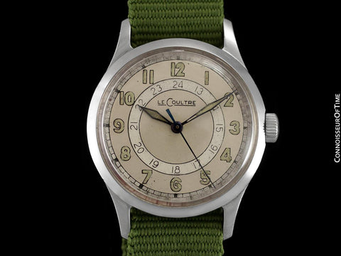 1944 Jaeger LeCoultre Vintage Mens Midsize Watch, 24 Hour Military Style - Stainless Steel