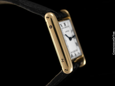 1960's Cartier Vintage Classic Ladies Handwound Tank Louis Watch - Solid 18K Gold