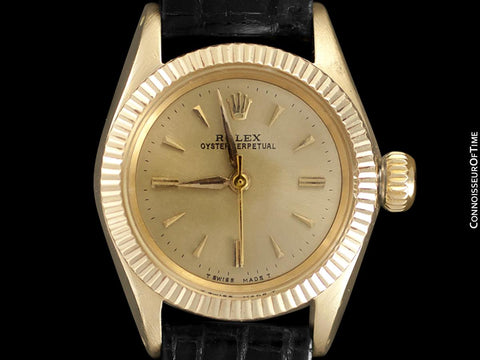 1959 Rolex Oyster Perpetual Classic Ladies Vintage Watch - 14K Gold