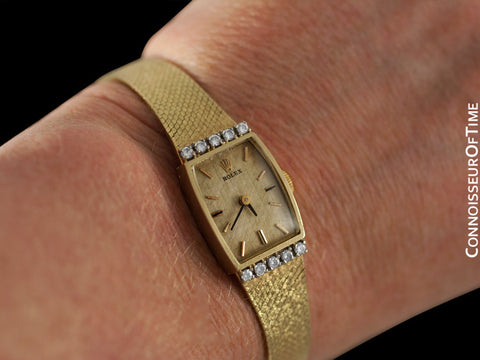 1980's Rolex Vintage Ladies Dress Watch - 14K Gold & Diamonds